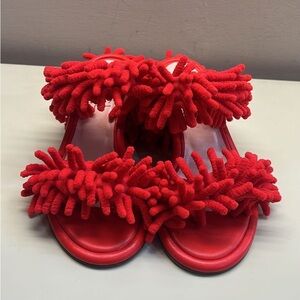 Bold Red Textured Sandals